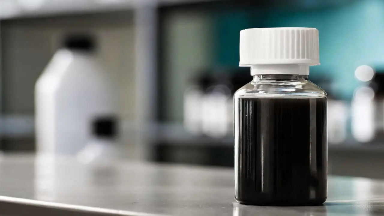 An image of a bottle containing Brilliant Cresyl Blue (BCB) stain
