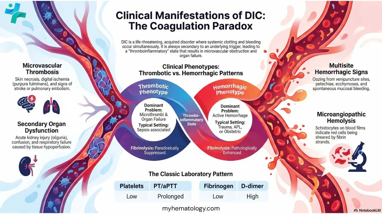 Clinical Manifestations of Disseminated Intravascular Coagulation or DIC