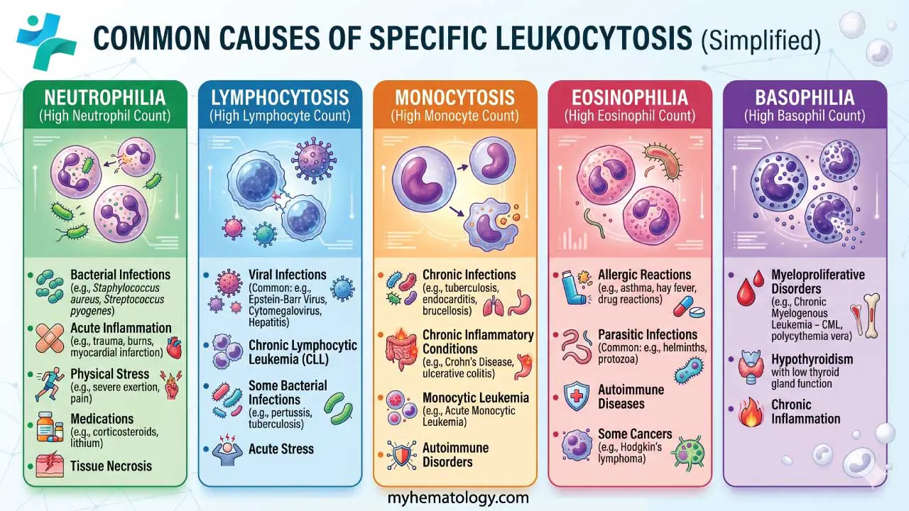 Common causes of specific leukocytosis. 