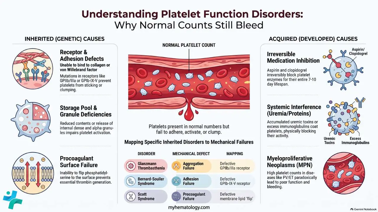 Causes of platelet function disorders