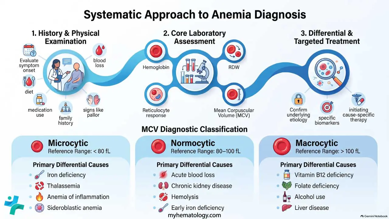 Systemic approach to anemia diagnosis