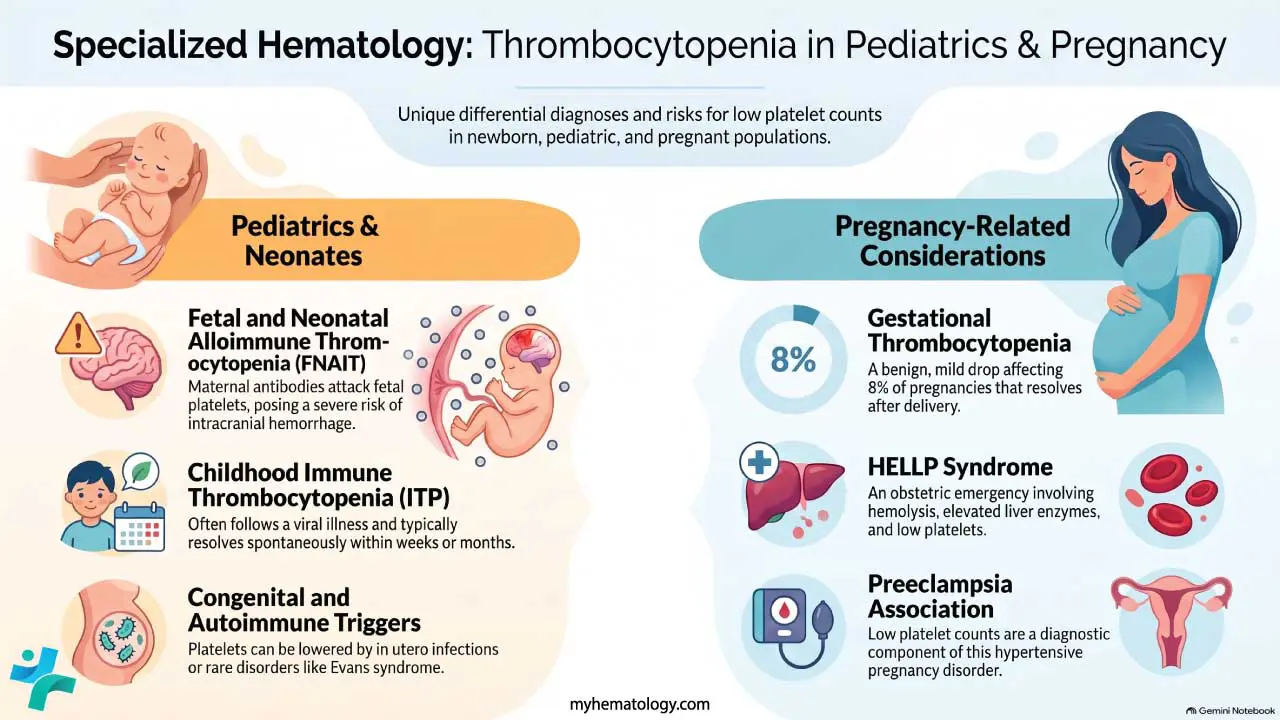 Thrombocytopenia in pediatrics and pregnancy