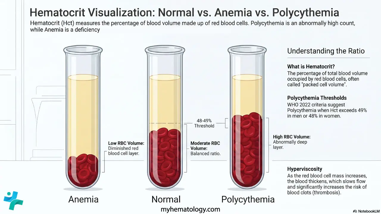 Hematocrit visualization in normal vs anemia vs polycythemia